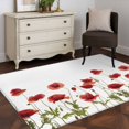 thumbnail image 3 of Red Floral Area Rugs 3x5 ft Pastoral Concubine Flowers Green Leaf Country Washable Rug Non Slip Indoor Carpet Absorbent Floor Mat for Living Room Bedroom Dining Room, 3 of 9