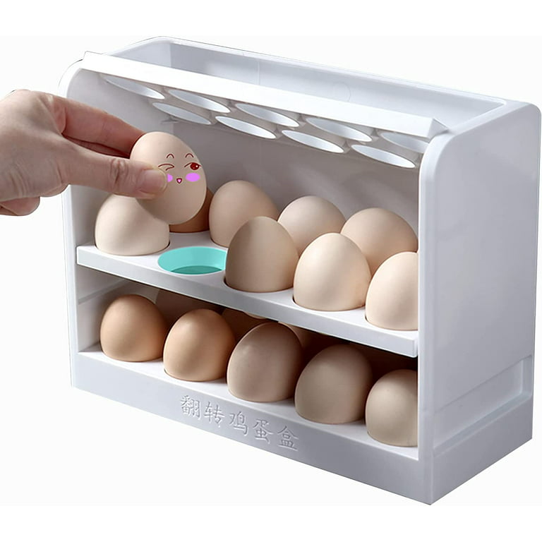 Plastic Egg Holder for Refrigerator 3-Layer Flip Fridge Egg Tray