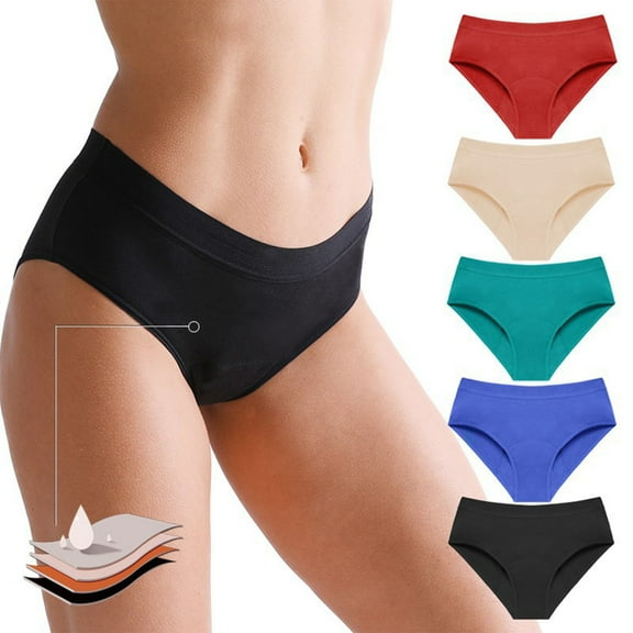 ZRGHAOYLQ Period Panties Women Heavy Flow Hipster Underwear Seamless Mid Waisted Leakproof Briefs Soft Absorbent Incontinence Period Underwear