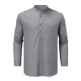 thumbnail image 2 of Camisas Hombre Camisetas para Man Manga de la Manga de Linaje Daily Casual Loose Top (Grey, M), 2 of 5