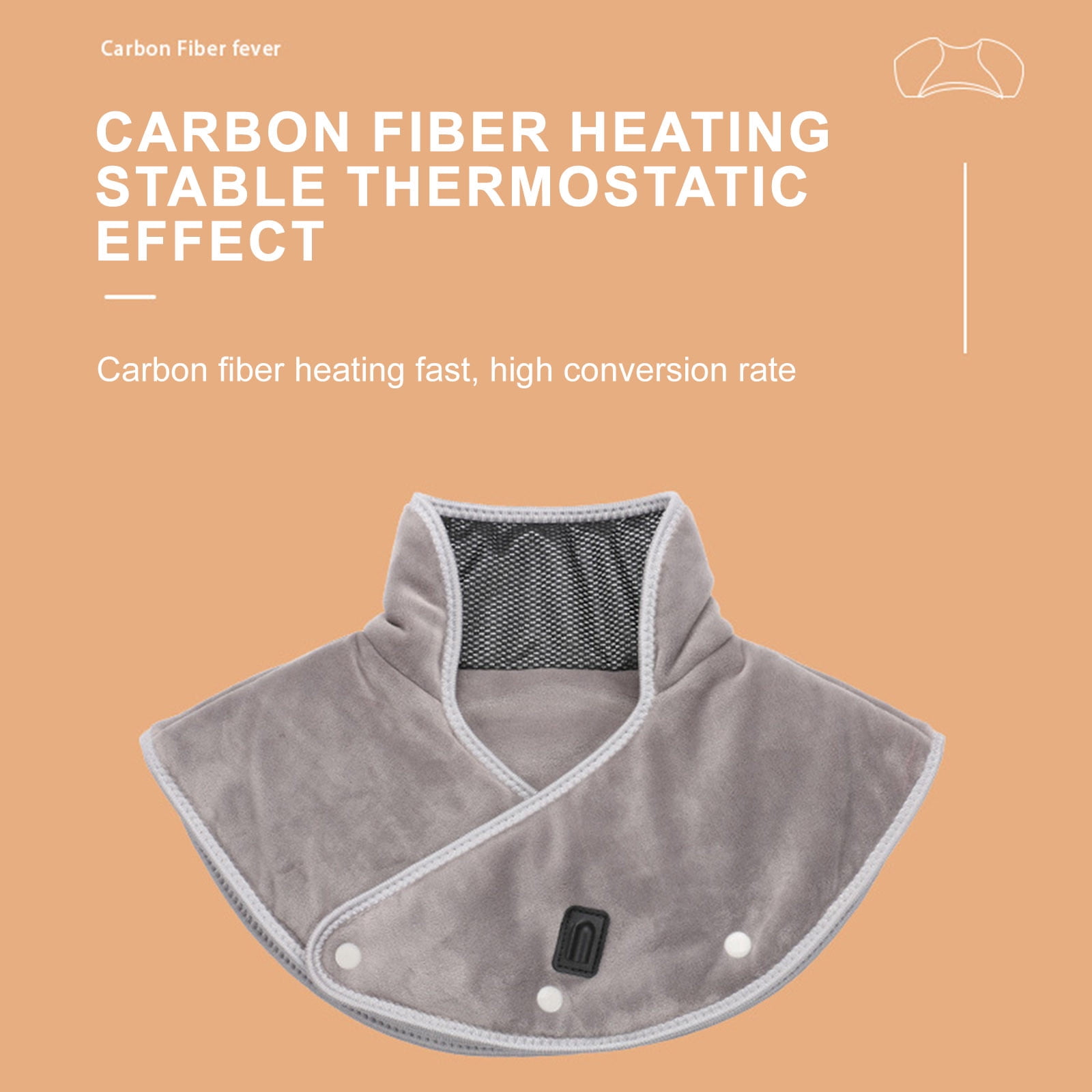 Grey Heated Shoulder Neck Wrap Massager Pad With Vibration, Three Temperature Settings And Mink Fabric, Usb Powered For Home, Office And Car Use
