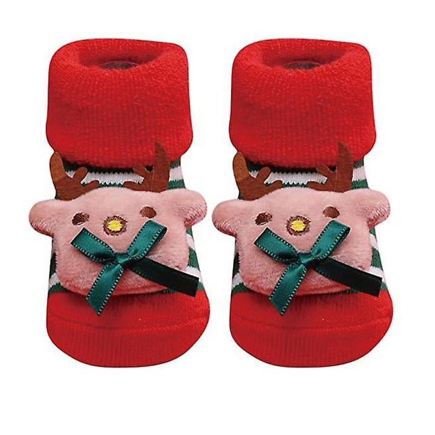 Calcetines navideños para bebés - Calcetines para niñas - Estilo E para niños de 0 a 12 meses - Zapatos para bebés - Calcetines cálidos antideslizantes para otoño e invierno para niños pequeños