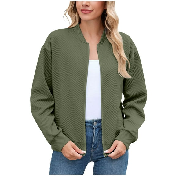 yocbz Womens Rain Jacket Women's Lightweight Jackets Casual Puffer Jacket Warm Winter Bomber Coats Oversized Zip Up Outerwear Pockets AG,Size for S