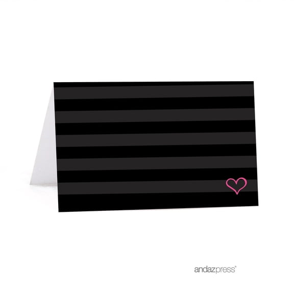 Koyal Wholesale Table Tent Place Cards Modern Black and White Stripes Wedding Printable 20-Pack Small