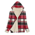 thumbnail image 6 of Hueook Fleece Jacket Women Fashion Women Oversized Zip Solid Casual Plaid Coat Long Sleeve Hooded Casual Outwear Jackets Pockets Tops Watermelon Red 2X, 6 of 6
