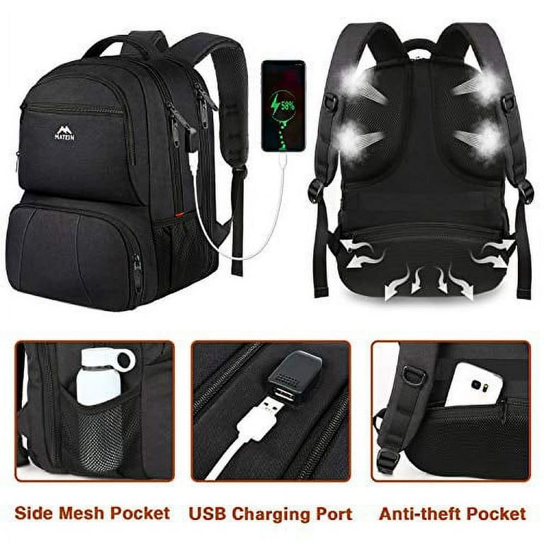 MATEIN Lunch Backpack for Men, 17 Inch Insulated Cooler Backpack Lunch Box  Backpack with USB Charging Port, Water Resistant Computer Daypack College  Laptop Backpack for Travel Picnic Work, Black 17 Inch Black 