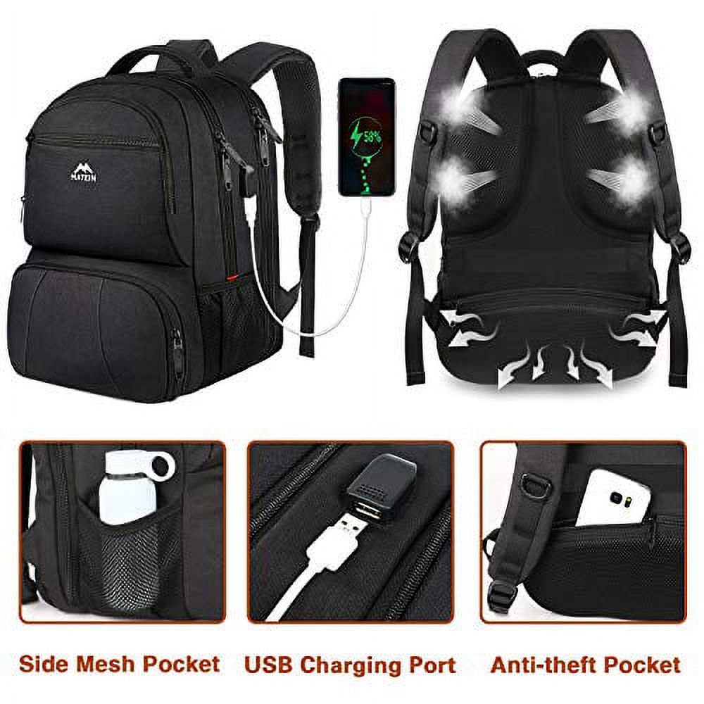 MATEIN Lunch Backpack for Men, 17 Inch Insulated Cooler Backpack Lunch Box Backpack with USB Charging Port, Water Resistant Computer Daypack College Laptop Backpack for Travel Picnic Work, Black 17 Inch Black - image 3 of 3