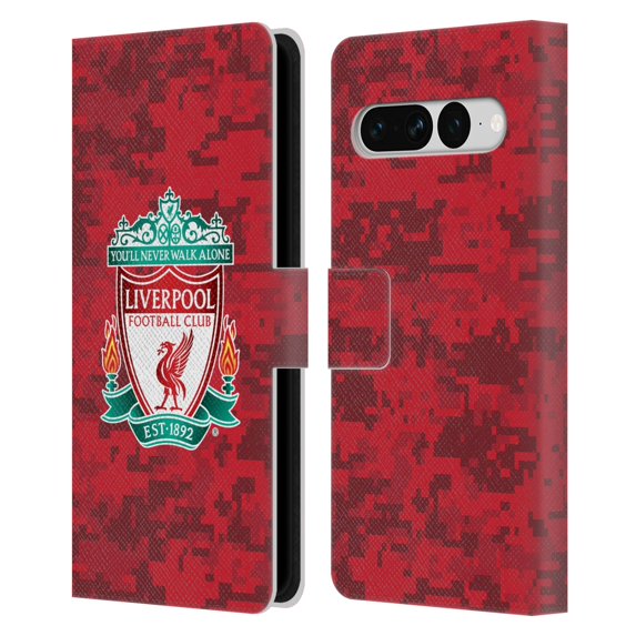 Head Case Designs Officially Licensed Liverpool Football Club Digital Camouflage Home Red Crest Leather Book Wallet Case Cover Compatible with Google Pixel 7 Pro