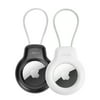 2 Pack AirTag Holders with Keychain, Secure Air Tag Cases, and Key Rings for Keys, Luggage, Backpack, Pet, Black&White