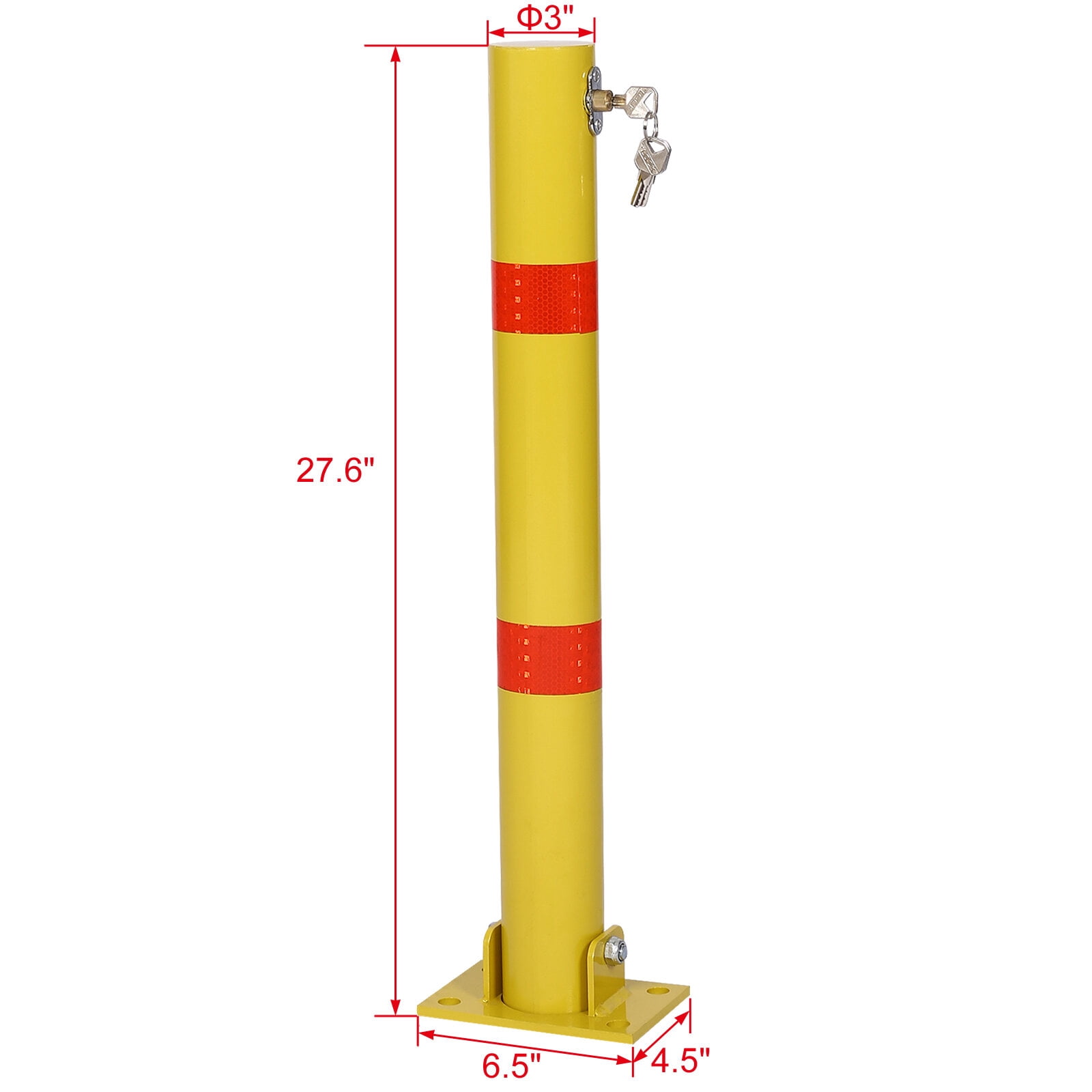 , Parking bollard,pole barrier with lock ,car parking protection posts,home garage street decor ,parking barrier Round yellow, Yellow ,Steel ,