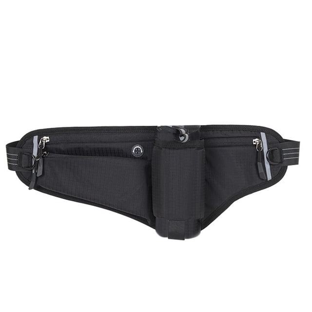 Bouteille d'Hydratation, Compartiment Sécurisé à Fermeture Éclair, Design à Sangles Réfléchissantes, pour Course, Entraînements de Gym, Matériau Polyester Durable, Stockage d'Hydratation, Équipement D\'entraînement Physique Extérieur / Tissu, Noir