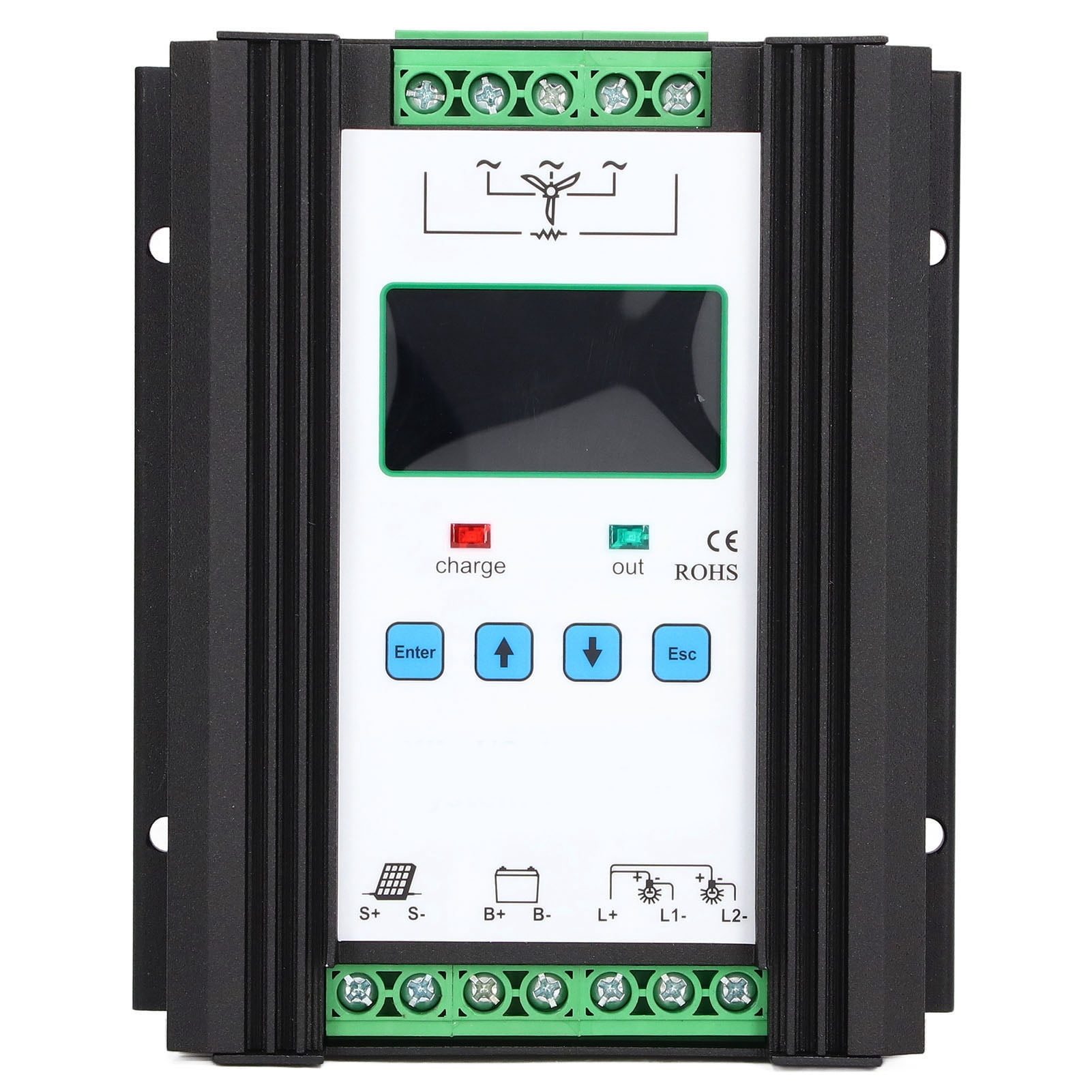Ouitble Controlador hbrido Solar elico, Controlador hbrido Solar elico Control Inteligente Digital Regulador Solar elico 12V 24V 600W