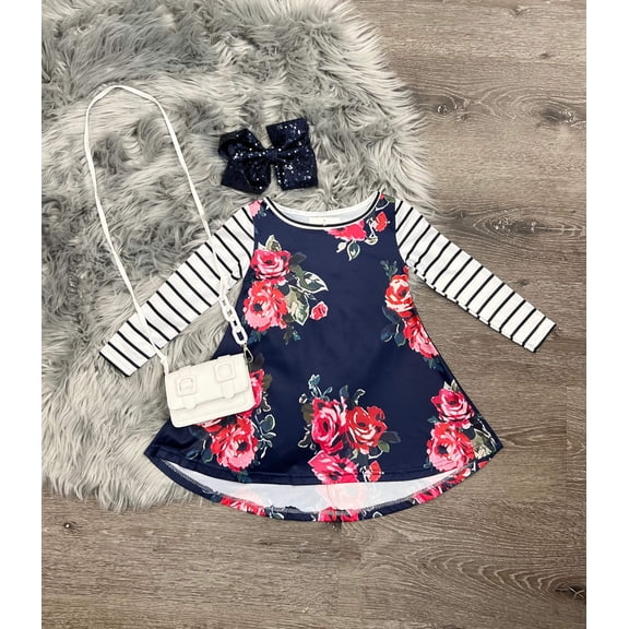 Navy Floral Dress