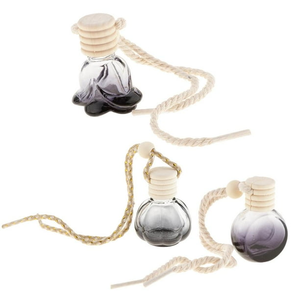 Lot 10 Diffuseurs Suspendus Voiture Verre Diamant 8ml – Bouchon Bois, Sangle Réglable, Parfum Longue Durée (Oblat)