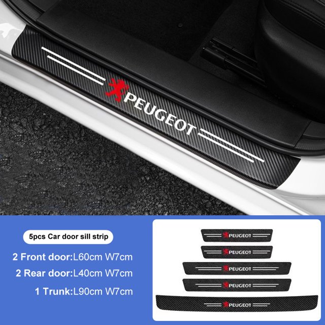 5pcs Fibra De Carbono Protector De Puerta De Coche Calcomanía De Protección Del Maletero Accesorio soleira Umbral Pegatinas