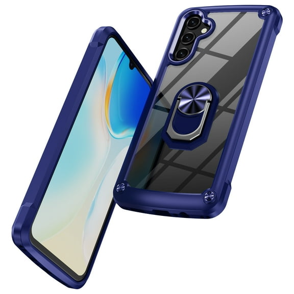 Allytech Galaxy A54 5G Case Clear, Ring Holder Stand Transparent Anti-Yellow Shockproof Anti-Scratch Kickstand Bumper Slim Cover Case for Samsung Galaxy A54 5G 6.4" - Blue