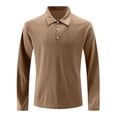 thumbnail image 7 of WULMLEO Mens Long Sleeve Polo Shirts Solid Color Button Slim Fit Collared Tshirts Business Casual Tops Tennis Golf Tees Brown XL, 7 of 7
