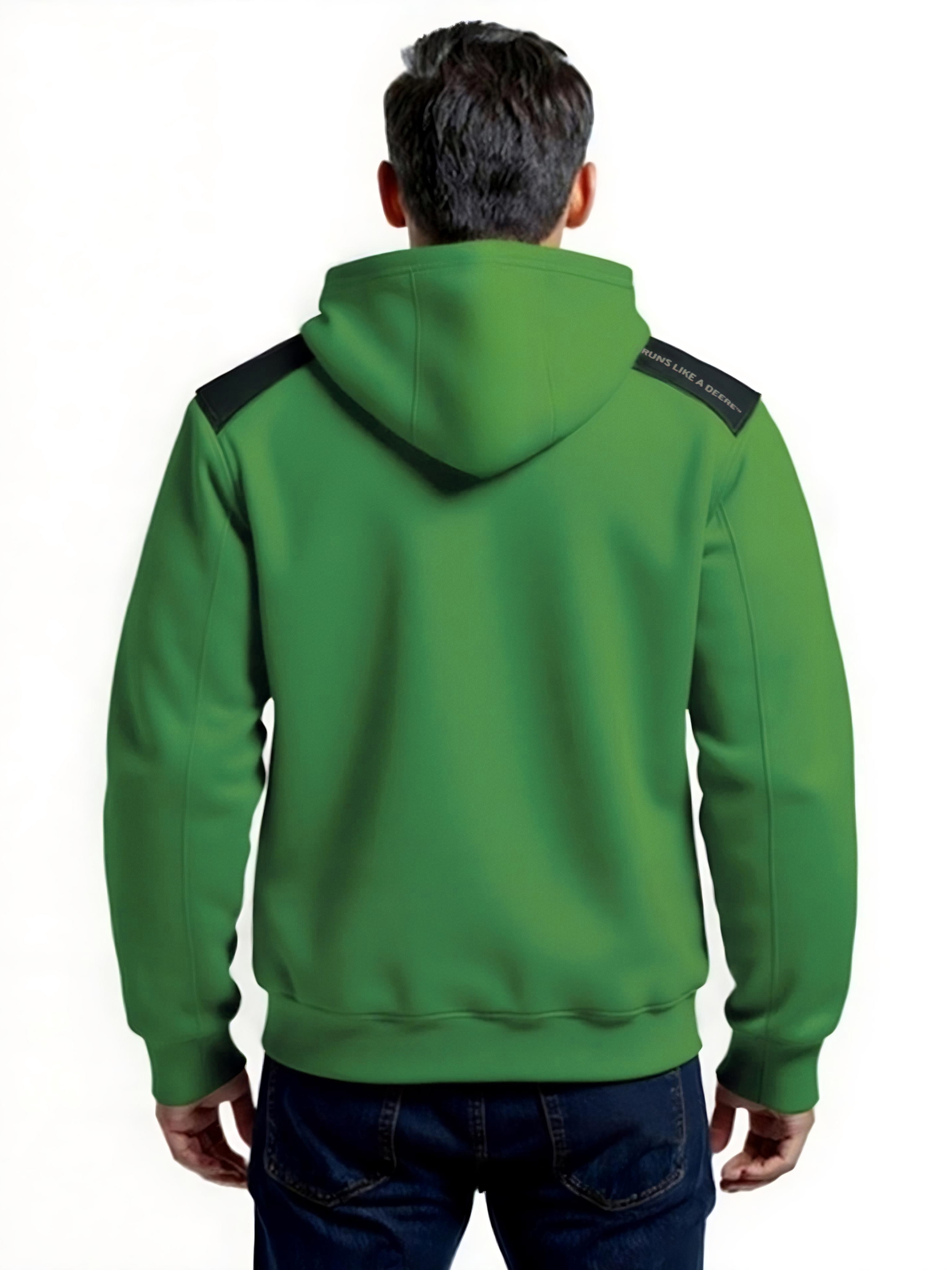 John Deere Men’s Reinforced Pull Over Fleece Hoodie With Nylon Trim, Sizes S-3XL