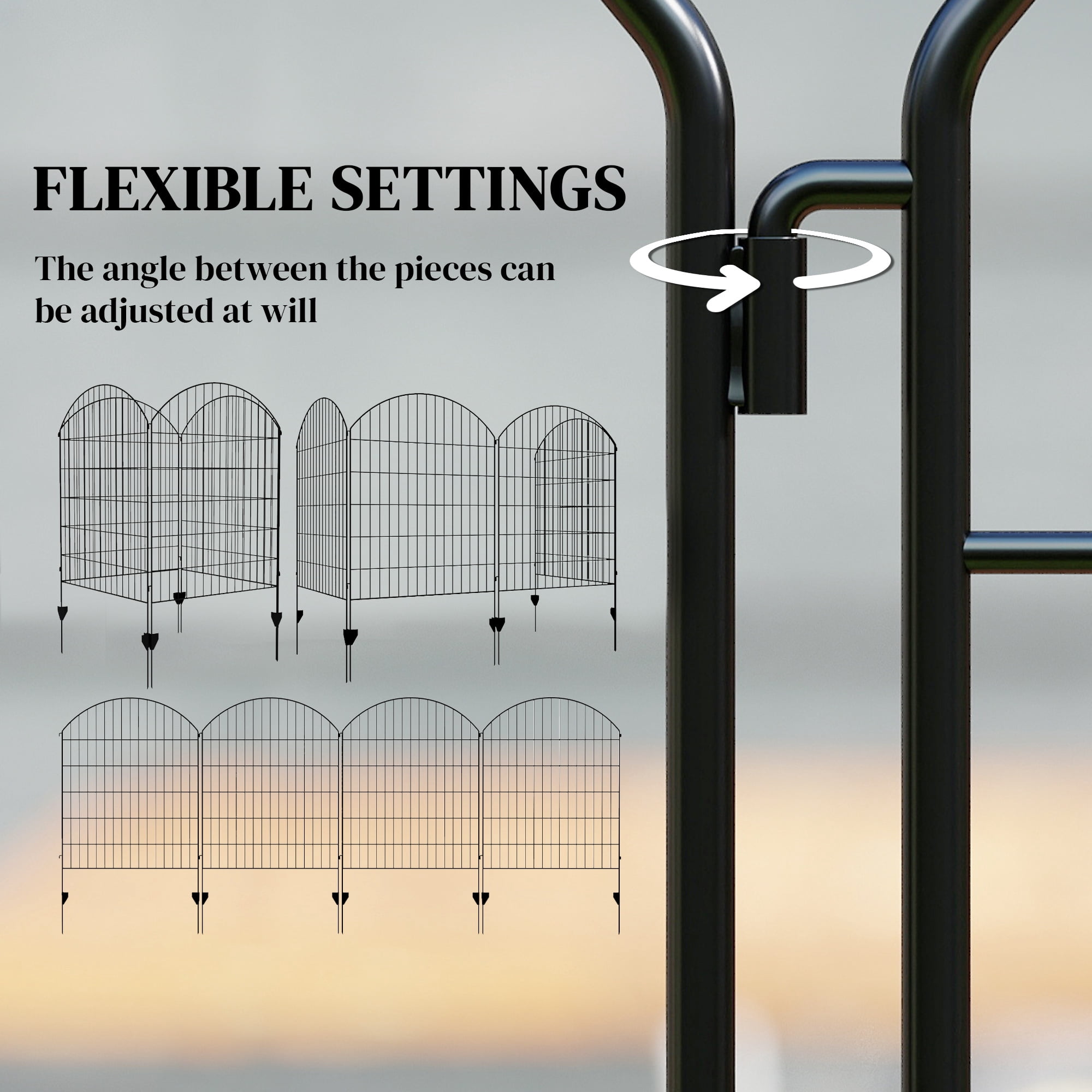 Outsunny Garden Fence, 4 Pack Metal Fence Panels, 11.4' Decorative Yard Border Edging, Landscape, 43" H, Grids
