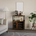 thumbnail image 1 of OUYAWEI 3-Tier Wine Bar Cabinet with LED Lights,Coffee Bar Cabinet with Adjustable Shelves,Mesh Door & Baffle,Small Liquor Cabinets with Wine Rack and Glass Holder for Home Kitchen,Rustic Brown, 1 of 8