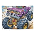 thumbnail image 5 of ONETECH  Cars Tapestry, Cartoon Monster Truck Cool Vehicle Modified to the Perfection Colorful Design, Wide Wall Hanging for Bedroom Living Room Dorm, Aqua Green Black, 5 of 7