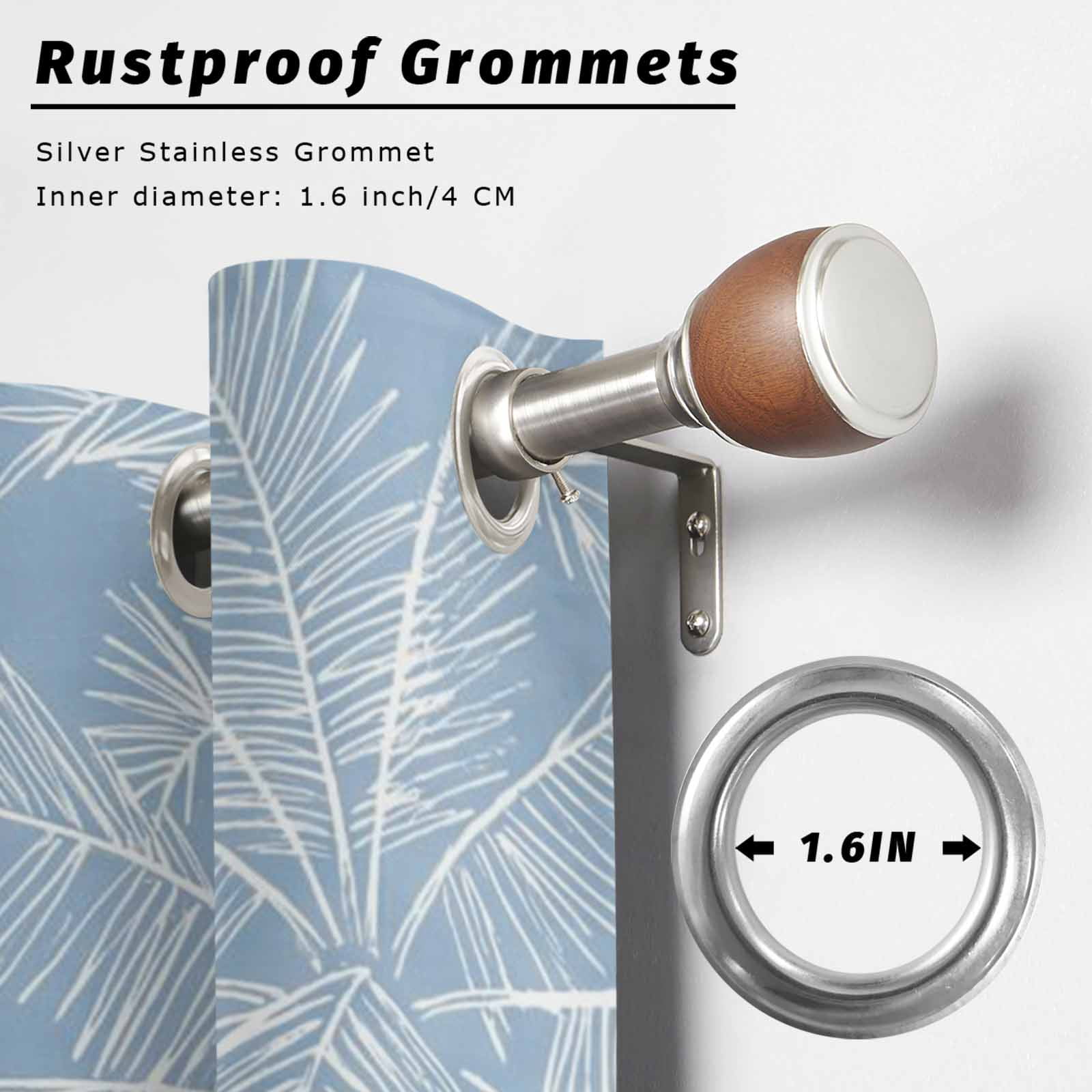 Summer Beach Outdoor Curtains for Patio, Graffiti White Palm Trees Abstract Plant Blue Coastal Sunshade Privacy Drapes Grommet Waterproof Outside Curtains for Porch/Cabana/Balcony 54"x 108", 1 Panel