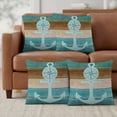 thumbnail image 6 of Set of 2 Nautical Anchor Pillow Covers 20x20 Inch, Rustic Blue Brown Wood Grain Vintage Decorative Throw Pillow Cases Cotton Cushion Covers for Sofa Couch Bed Living Room Bedroom Home Decor, 6 of 9