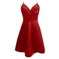 thumbnail image 4 of OSOLU Women Summer Mini Dresses Solid Color Sleeveless Ruched Hem Back Spaghetti Strap Zipper Dress Holiday Hawaiian Flowy Sundress, 4 of 4