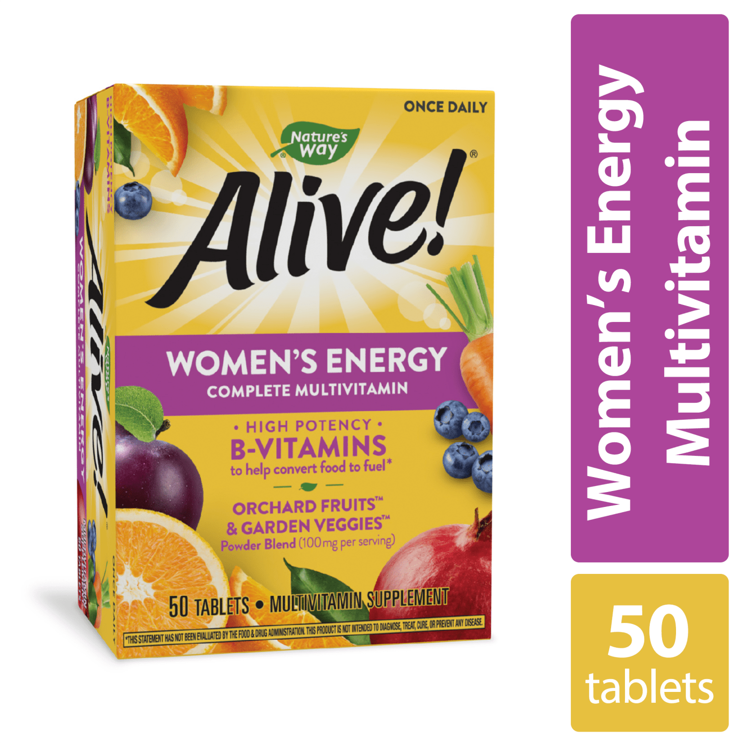 Nature’s Way Alive! Women’s Energy Multivitamin, Supports Healthy Aging*, Supports Cellular Energy*, B-Vitamins, Gluten-Free, 50 Tablets