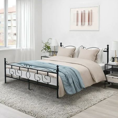 Homy Casa Platform Single Double Metal, Grey King Size Bed Frame Wayfair