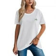 thumbnail image 2 of Women's 100% Cotton Comfortable Tee with Coconut Tree Design, 2 of 17