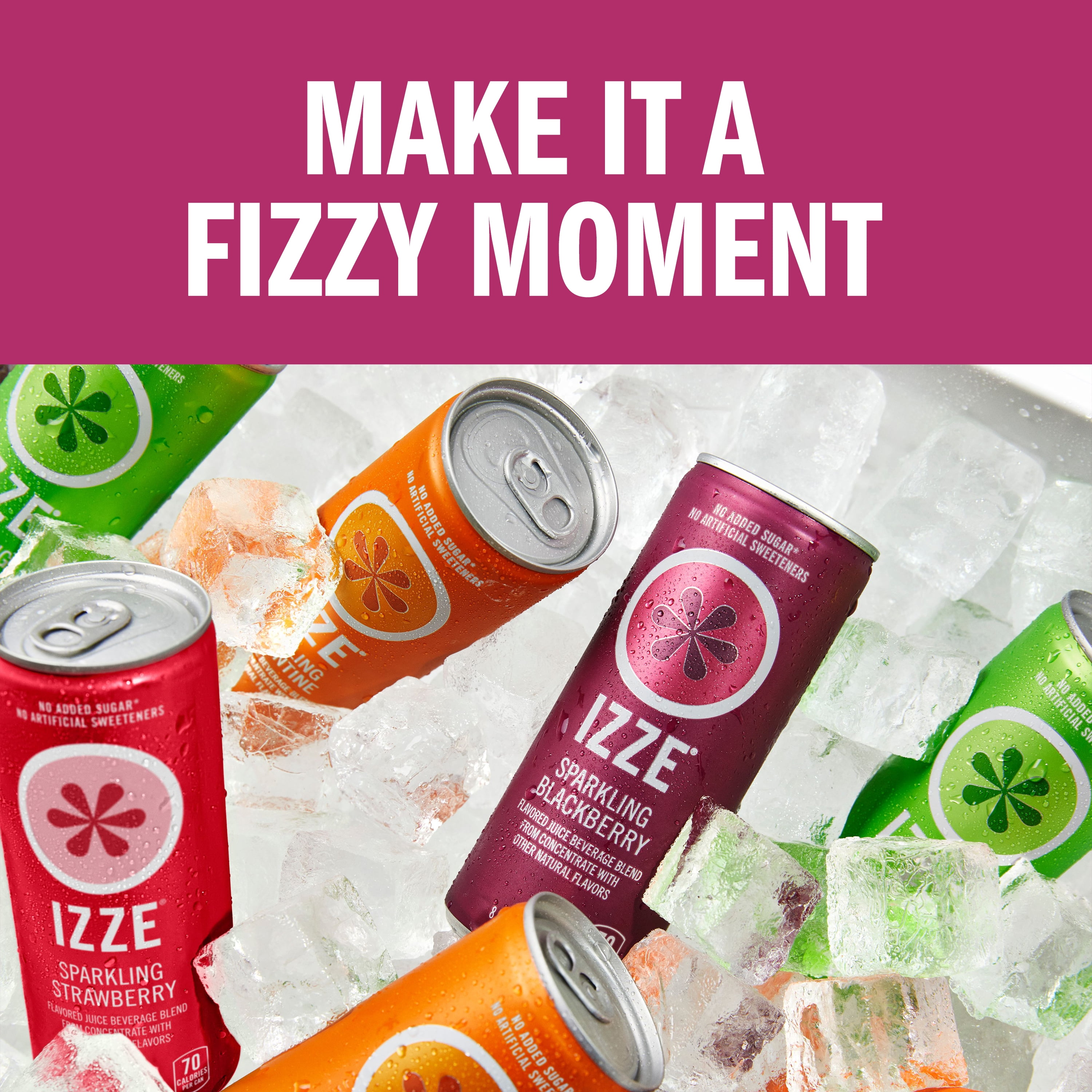 IZZE Sparkling Juice Beverage Blend, Variety Pack, No Sugar Added, 8.4 FL OZ, 24 Cans