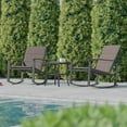 thumbnail image 3 of Flash Furniture 3 Piece Outdoor Rocking Chair Bistro Set with Flex Comfort Material and Steel Framed Glass Top Table, Brown/Black, 3 of 9