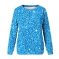 thumbnail image 4 of Aobny Sweatshirt Party Shirts for Women Blue Sparkly Long Sleeve Graphic Crew Neck Pullover Tops for Lady Fashion, 4 of 4