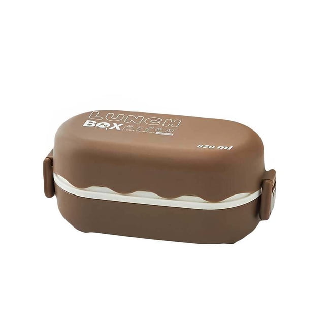 Cateissary Fiambrera portátil de gran capacidad de doble capa, vajilla, calentador de alimentos con hebillas, fiambrera escolar para acampar y Mostrada Café