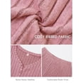 thumbnail image 6 of SHOWMALL Plus Size Pajamas for Women, 2 Piece Pajama Set, Cozy Ribbed Fleece Long Sleeve Henley Top & Wide Leg Lounge Pants, Warm Holiday Loungewear, Burgundy, 6 of 10