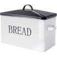 thumbnail image 1 of Metal Bread Box With Lid for Kitchen Countertop - Large Food Storage Container With Side Handles - Farmhouse Style BreadBox Grey Lid White Body, 1 of 8