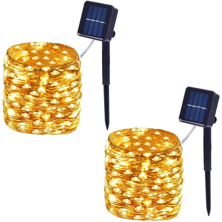 Outdoor Waterproof Solar String Lights 100-LED with 8 Modes Copper Wire ...