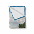 thumbnail image 2 of Landscape Soft Flannel Fleece Blanket, Reflective Calm River Scenery Meadow Grass Clouds Wildflowers Trees Shrubs, Cozy Plush for Indoor and Outdoor Use, 50" x 70", Green Blue White, by Ambesonne, 2 of 6
