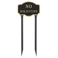 thumbnail image 2 of 4.5" x 7.15" Petite Montague No Soliciting Statement Plaque Sign with Lawn Stake - Green/Gold, 2 of 2