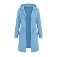 thumbnail image 5 of ZHYou Long Hooded Jackets for Women Full Zip Up Drawstring Casual Comfy Baggy Long Sleeve Hoodies with 2 Pockets,Blue,Size S, 5 of 9