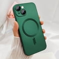 thumbnail image 3 of Magnetic case for iPhone 13 Phone Case for Women, Matte Luxury Soft Metallic Luster Design with Camera Lens Protector, Compatible with Magsafe Case for iPhone 13 6.1" - Green, 3 of 7