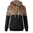 thumbnail image 3 of Warm Jackets for Women Womens Hooded Zip Up Jackets Fleece Fuzzy Coats Winter Casual Leopard Color Block Outwear Hoodies with Pockets Dress Coats for Women, 3 of 5