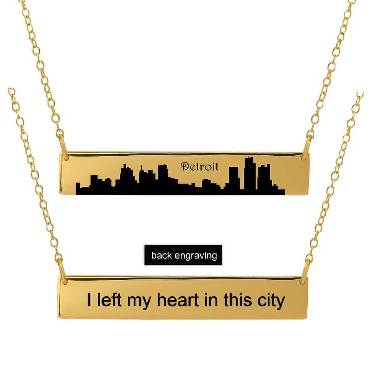Personalized Sterling Silver, Gold Plated, 10k or 14k City Skyline Bar Necklace With 18 inch Link Chain