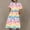 Multicolor, variant on JUSLIO Girls Pleated Dress Print Casual Short Sleeve Dresses Size 6