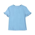 thumbnail image 4 of Mgmyaa T-Shirt à Manches Courtes pour Filles, Manches à Volants Mignonnes, Col Rond, Blouse d'Été Décontractée, 4 of 5