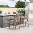 thumbnail image 2 of PURPLE LEAF Outdoor Counter Stools Chair Set of 2 Modern Patio Metal Stools with Backrest and Footrest for Garden Balcony Pool, Cushions Included, Twill, 2 of 9