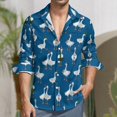 thumbnail image 6 of Cartoon Geese With Xmas Mens Long Sleeve Button Down Shirts, Casual Men's Button Up Shirt with Pocket, 6 of 6