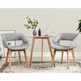 thumbnail image 2 of Ivinta Small Dining Table Set for 2, Round Glass Dining Table with Two Yellow Upholstered Fabric Chairs (Fabric, Grey), 2 of 6