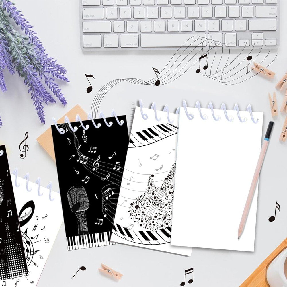 Mini Notebook, 16 Pcs Spiral Small Notebooks Memo Note Pads, Music Themed Pocket Notepad for Office Party Favor Gifts and Goodie Bags
